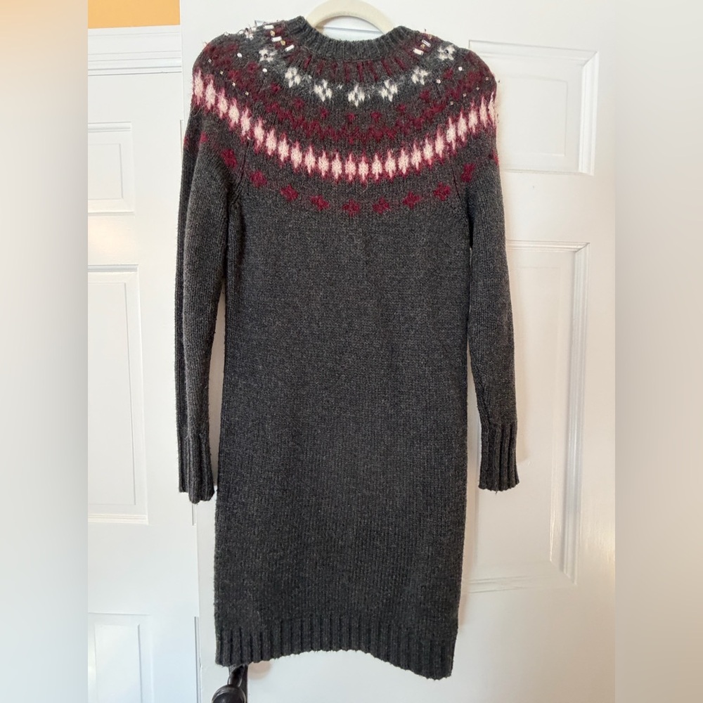 J. Crew Charcoal and Burgundy Knit Dress